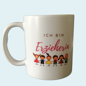 Kaffee-Tasse, weiß, für die Erzieherin